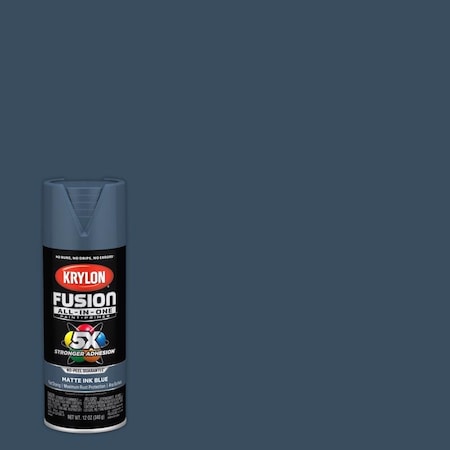 Short Cuts Krylon Fusion All-In-One Matte Ink Blue Paint+Primer Spray Paint 12 oz K02758007